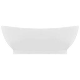 Berkfield Home Luxury Basin Overflow Oval Matt White 58.5x39 cm Ceramic - thumbnail 3