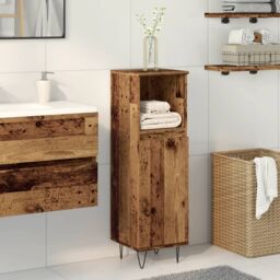 Berkfield Home Bathroom Cabinet Old Wood 30x30x100 cm Engineered Wood in Brown - Size: 30 x 30 x 100 cm - thumbnail 3