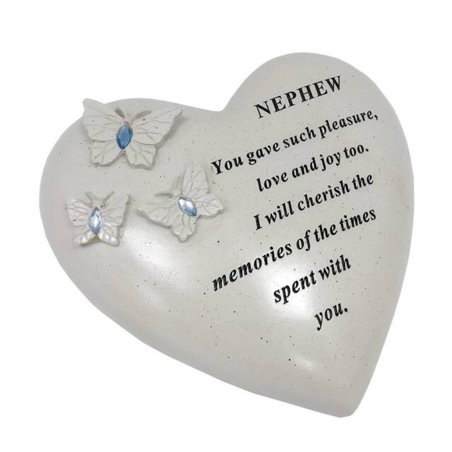 David Fischhoff Graveside Memorial Heart & Butterflies Ornament Plaque Blue- Nephew in Off-White - image 1
