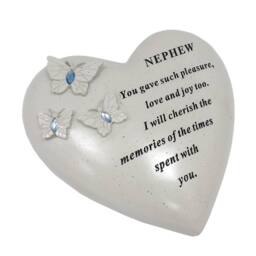 David Fischhoff Graveside Memorial Heart & Butterflies Ornament Plaque Blue- Nephew in Off-White - thumbnail 1