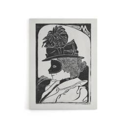 "Artery8 Pierrette Woman With Mask De Mesquita Canvas Wall Art Print in White - Size: W12"" x H16""" - thumbnail 1