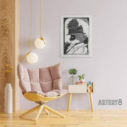 "Artery8 Pierrette Woman With Mask De Mesquita Canvas Wall Art Print in White - Size: W12"" x H16""" - thumbnail 3