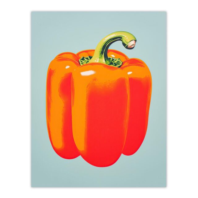 "Wee Blue Coo Wall Art Print Minimalist Bell Pepper Kitchen Orange Living Room - Size: W18"" x H24""" - image 1