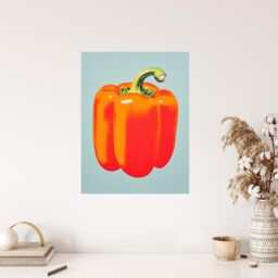 "Wee Blue Coo Wall Art Print Minimalist Bell Pepper Kitchen Orange Living Room - Size: W18"" x H24""" - thumbnail 4