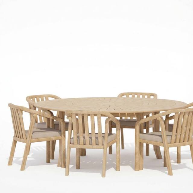Royalcraft Maris 6-Seater Round with Riven chairs in Natural