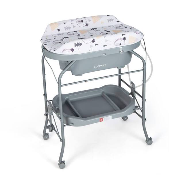 Costway Baby Changing Table Folding Infant Diaper Changing Nursery Station in Grey - image 1