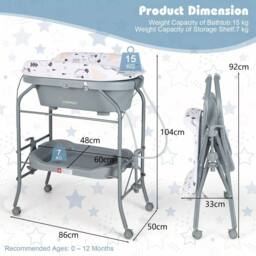 Costway Baby Changing Table Folding Infant Diaper Changing Nursery Station in Grey - thumbnail 2