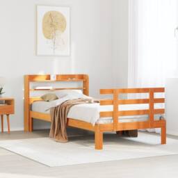 Berkfield Home Bed Frame with Headboard without Mattress Wax Brown 100x200 cm - thumbnail 2
