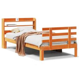 Berkfield Home Bed Frame with Headboard without Mattress Wax Brown 100x200 cm - thumbnail 1