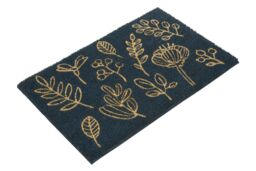 Orsina Botanical Coir Doormat, nature friendly Natural Fibre Mat With Leaf Print & Non-Slip PVC Backing, Scrapes in Black - Size: Medium - thumbnail 2