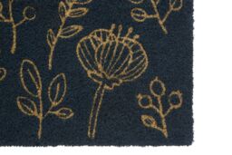 Orsina Botanical Coir Doormat, nature friendly Natural Fibre Mat With Leaf Print & Non-Slip PVC Backing, Scrapes in Black - Size: Medium - thumbnail 4