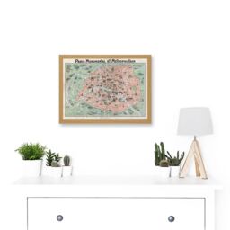 Artery8 Robelin Paris Metropolitan Monument Map France Artwork Framed Wall Art Print A4 in Light Oak - thumbnail 2