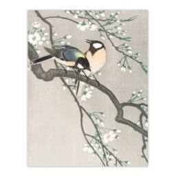 Artery8 Ohara Koson Framed Wall Art Print Tits On Blooming Cherry Branch in Grey - Size: A4 - thumbnail 3