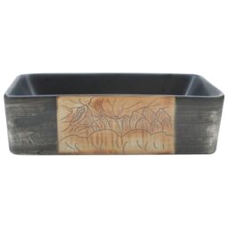 Berkfield Home Countertop Basin Black & Brown Rectangular 46x35.5x13 cm Ceramic - thumbnail 3