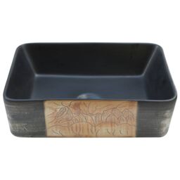 Berkfield Home Countertop Basin Black & Brown Rectangular 46x35.5x13 cm Ceramic - thumbnail 4