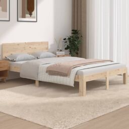 Berkfield Home Bed Frame Solid Wood 120x190 cm Small Double in Brown - thumbnail 1
