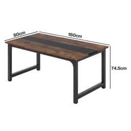 Levede Dining Table 4-6 Seater Retro Kitchen Adjustable Foot for Home, Walnut in Brown - thumbnail 4