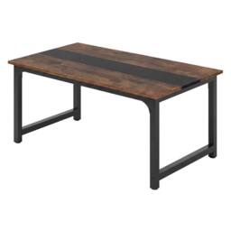 Levede Dining Table 4-6 Seater Retro Kitchen Adjustable Foot for Home, Walnut in Brown - thumbnail 2
