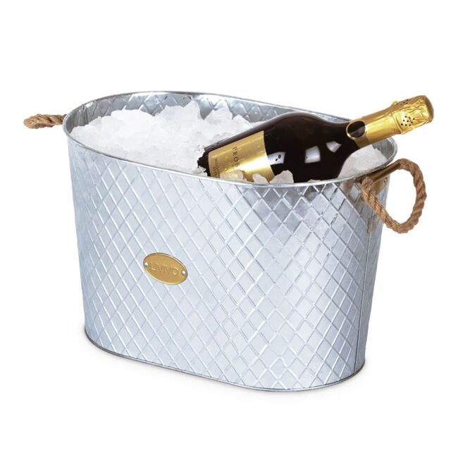 LIVIVO Polished Steel Ice Bucket Drinks Cooler Champagne Wine Bucket with Rope Handles for Parties & Entertaining in Metallic Silver - image 1