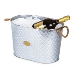 LIVIVO Polished Steel Ice Bucket Drinks Cooler Champagne Wine Bucket with Rope Handles for Parties & Entertaining in Metallic Silver - thumbnail 1