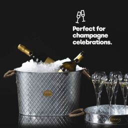 LIVIVO Polished Steel Ice Bucket Drinks Cooler Champagne Wine Bucket with Rope Handles for Parties & Entertaining in Metallic Silver - thumbnail 5