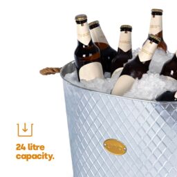LIVIVO Polished Steel Ice Bucket Drinks Cooler Champagne Wine Bucket with Rope Handles for Parties & Entertaining in Metallic Silver - thumbnail 6