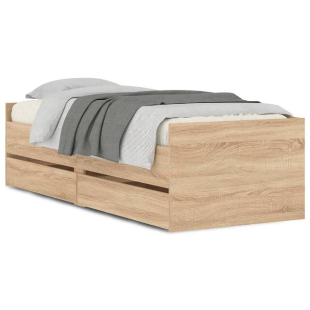 Berkfield Home Bed Frame with Drawers without Mattress Sonoma Oak 90x200 cm in Light Tan - image 1