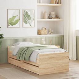 Berkfield Home Bed Frame with Drawers without Mattress Sonoma Oak 90x200 cm in Light Tan - thumbnail 2