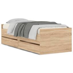 Berkfield Home Bed Frame with Drawers without Mattress Sonoma Oak 90x200 cm in Light Tan - thumbnail 1