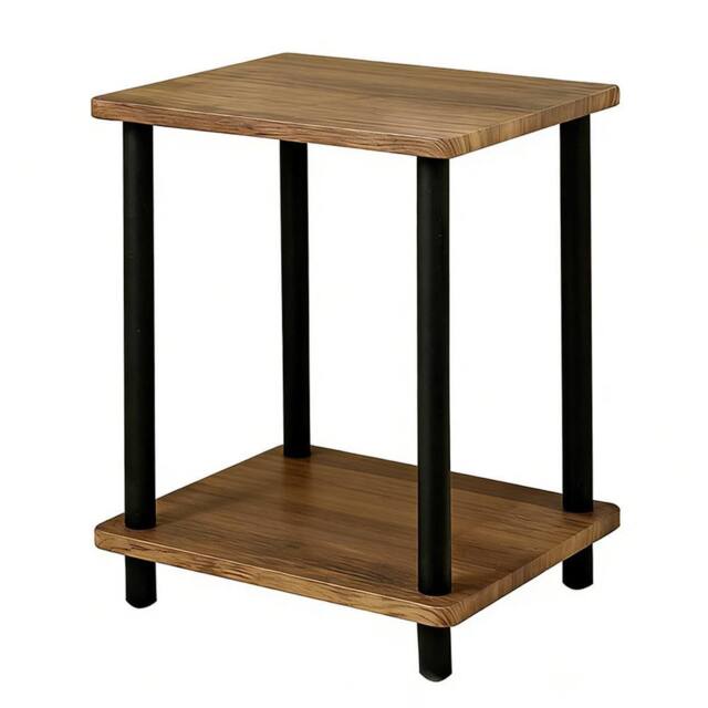 Ventryn Small 2 Tier Oak Finish Side Table with Shelf Office Bedroom in Brown - image 1