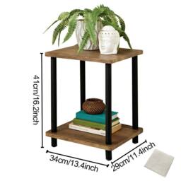 Ventryn Small 2 Tier Oak Finish Side Table with Shelf Office Bedroom in Brown - thumbnail 2