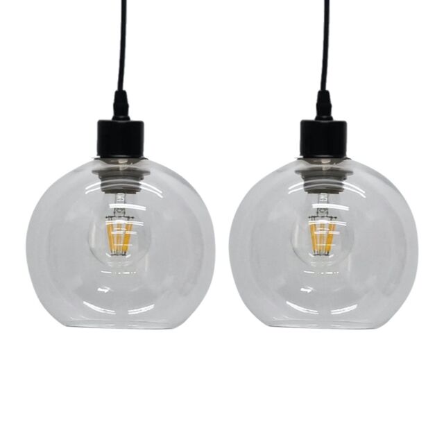 First Choice Lighting Set of 2 Barnum - Clear Glass Globe Easy Fit Pendant Shades - image 1