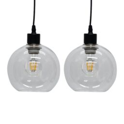 First Choice Lighting Set of 2 Barnum - Clear Glass Globe Easy Fit Pendant Shades - thumbnail 1