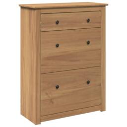 Berkfield Home Shoe Cabinet Panama 80x35x105 cm Solid Wood Pine in Brown - Size: 80 x 35 x 105 cm