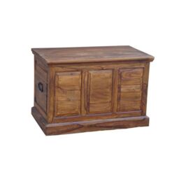 Jaipur Furniture Ltd Ganga Panel Box Small - Sheesham Wood - L50 x W90 x H60 cm - Honey Dark Finish in Brown - thumbnail 1