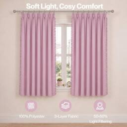 VOGREX Pink Nursery Curtains 46x54in Bedroom UK - thumbnail 3