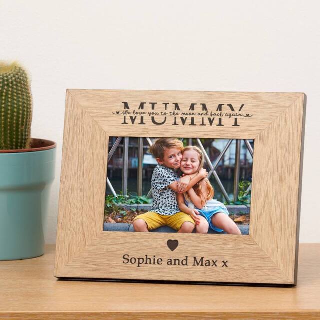 Uniqueful Personalised Anniversary Couple We Love You To The Moon Wood Frame in Beige - Size: 1 Pack - image 1