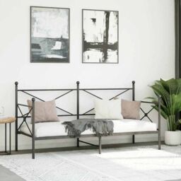 Berkfield Home Day Bed without Mattress Black 75x190 cm Steel - thumbnail 3