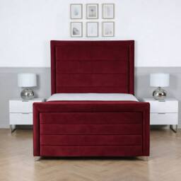 Living Comfort Bedz Selena Upholstered Gas Lift Storage Bed with 48 Inch Headboard in Maroon - Size: Small Double - thumbnail 2