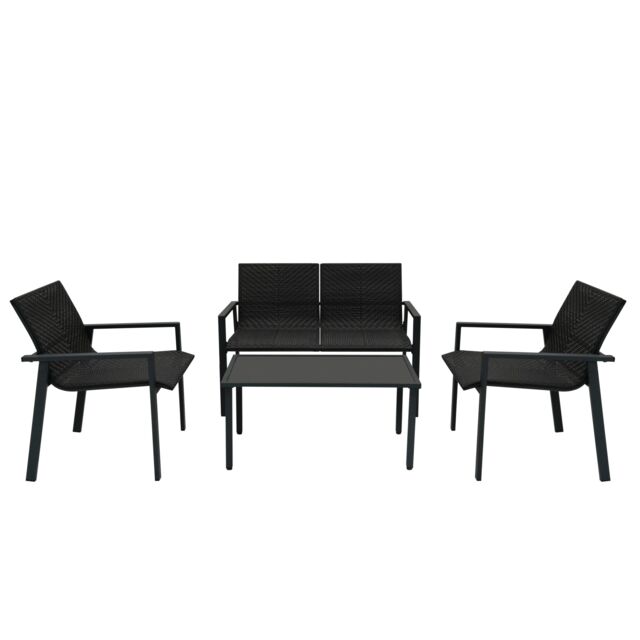 Monstershop Rattan Patio Furniture Set - Black - image 1