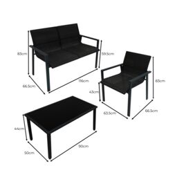 Monstershop Rattan Patio Furniture Set - Black - thumbnail 5