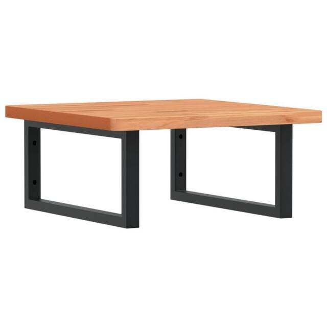 Berkfield Home Basin Shelf Wall Mounted Steel & Solid Wood Beech in Brown - image 1