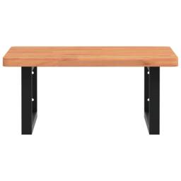 Berkfield Home Basin Shelf Wall Mounted Steel & Solid Wood Beech in Brown - thumbnail 4