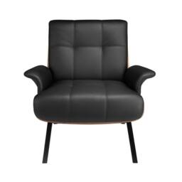 Angel Cerda Model Black Leatherette Armchair with Walnut Veneer - thumbnail 2