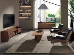 Angel Cerda Model Black Leatherette Armchair with Walnut Veneer - thumbnail 4
