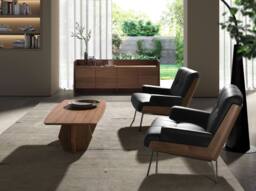 Angel Cerda Model Black Leatherette Armchair with Walnut Veneer - thumbnail 6