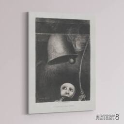 "Artery8 A Mask Tolls The Funeral Knell Redon Vintage Canvas Wall Art in Grey - Size: W18"" x H24""" - thumbnail 2