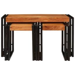 Berkfield Home End Tables 3 pcs Brown & Black Solid Acacia wood - thumbnail 5