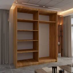Sliding Wardrobes 4U Chenai Sliding Door Wardrobe with Mirror Glass Design W150cm x H217cm in Walnut - thumbnail 3