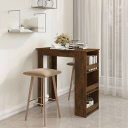 Berkfield Home Bar Table with Storage Rack Smoked Oak 102x50x103.5cm Engineered Wood in Brown - Size: 102x50x103.5 cm - thumbnail 1
